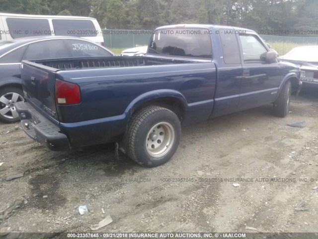 1GCCS19WXY8170335 - 2000 CHEVROLET S TRUCK S10 Dark Blue photo 4