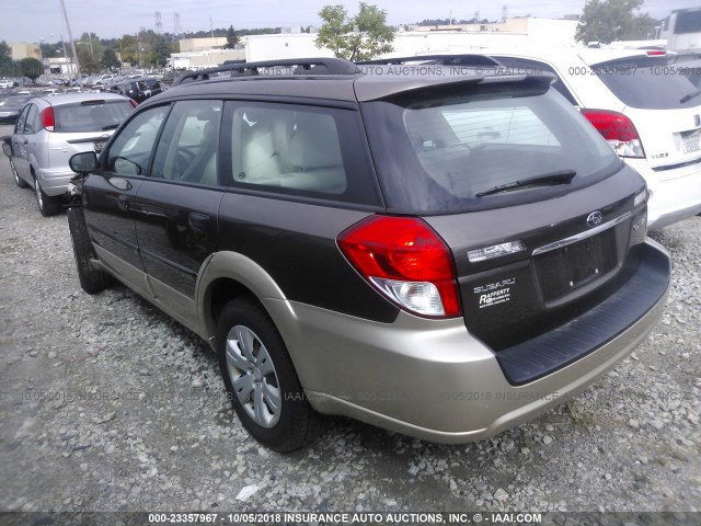 4S4BP60C286343172 - 2008 SUBARU OUTBACK BROWN photo 3