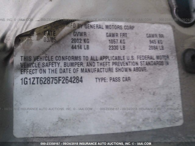 1G1ZT62875F264284 - 2005 CHEVROLET MALIBU MAXX LS GREEN photo 9