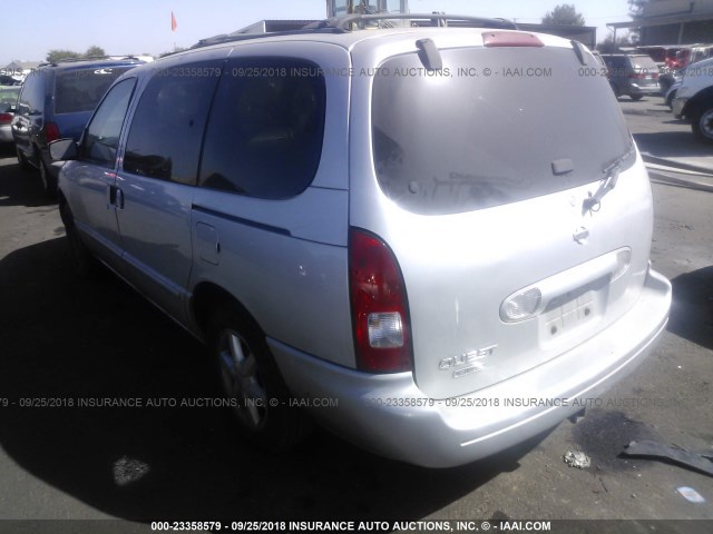 4N2ZN17T01D800867 - 2001 NISSAN QUEST GLE SILVER photo 3