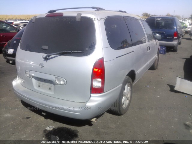 4N2ZN17T01D800867 - 2001 NISSAN QUEST GLE SILVER photo 4