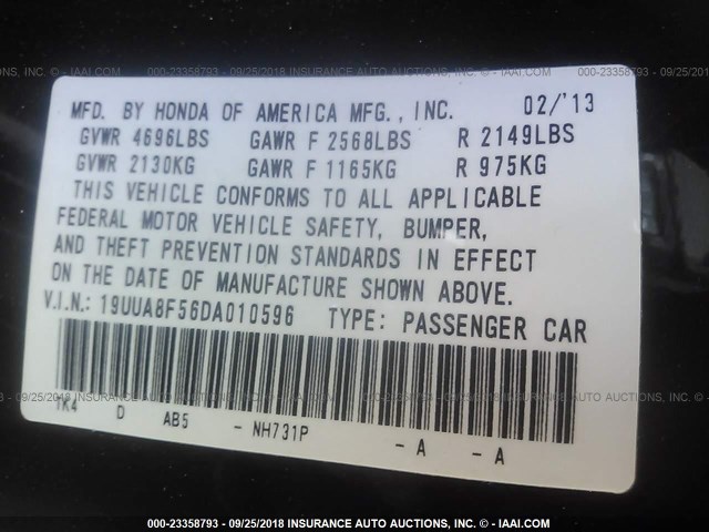 19UUA8F56DA010596 - 2013 ACURA TL TECH BLACK photo 9