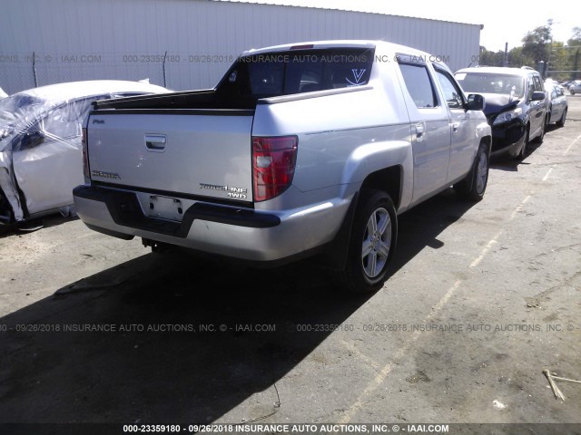 5FPYK1F5XAB003584 - 2010 HONDA RIDGELINE RTL SILVER photo 4