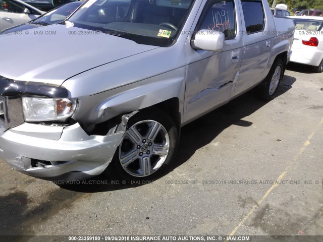 5FPYK1F5XAB003584 - 2010 HONDA RIDGELINE RTL SILVER photo 6