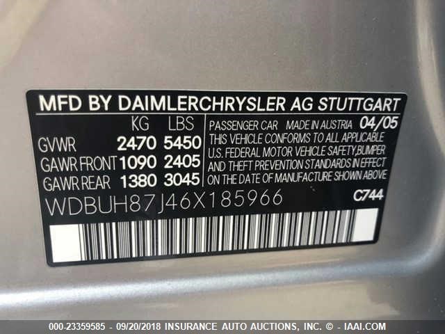 WDBUH87J46X185966 - 2006 MERCEDES-BENZ E 350 4MATIC WAGON SILVER photo 9