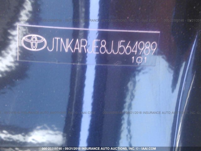 JTNKARJE8JJ564989 - 2018 TOYOTA COROLLA IM BLACK photo 9