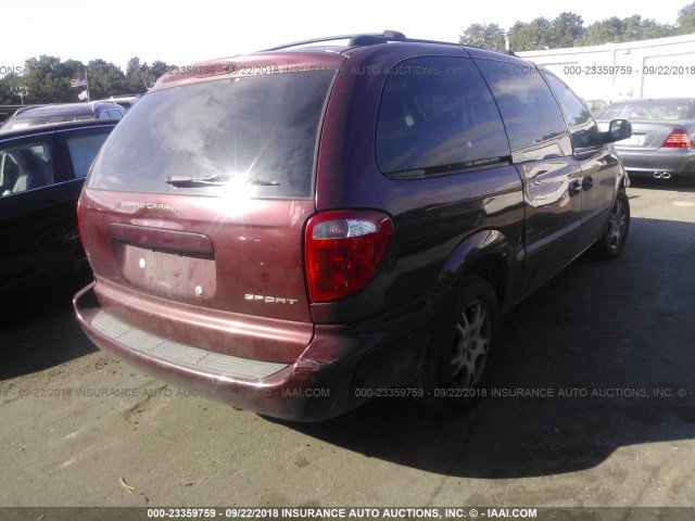 2B4GP44R21R188096 - 2001 DODGE GRAND CARAVAN SPORT RED photo 4