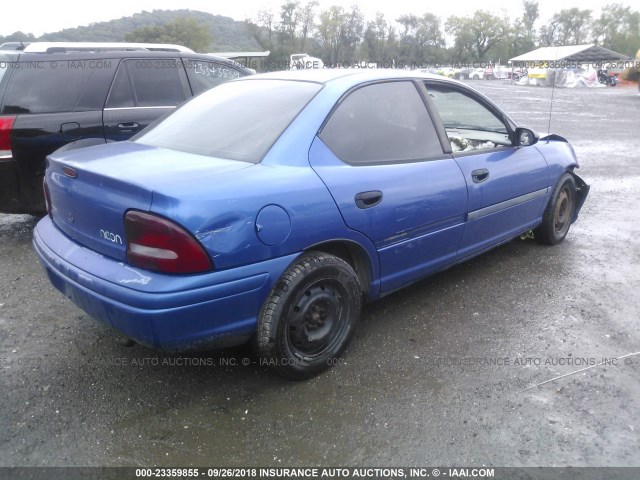 3B3ES47C1VT507816 - 1997 DODGE NEON HIGHLINE/SPORT BLUE photo 4