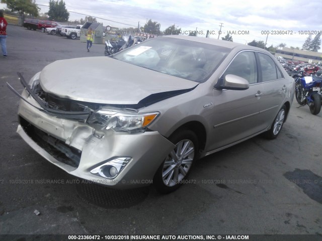 4T1BD1FK9EU099070 - 2014 TOYOTA CAMRY HYBRID/LE/XLE 金色 照片 2
