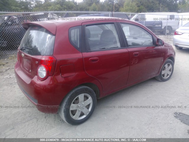 KL1TD66E89B629019 - 2009 CHEVROLET AVEO LS/LT RED photo 4