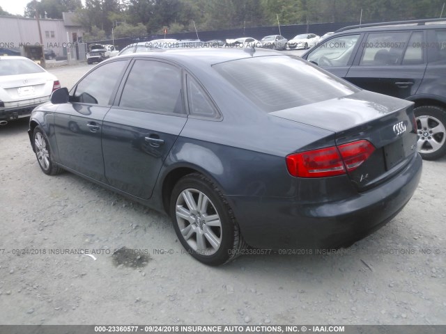 WAULF78K19N053426 - 2009 AUDI A4 2.0T QUATTRO GRAY photo 3