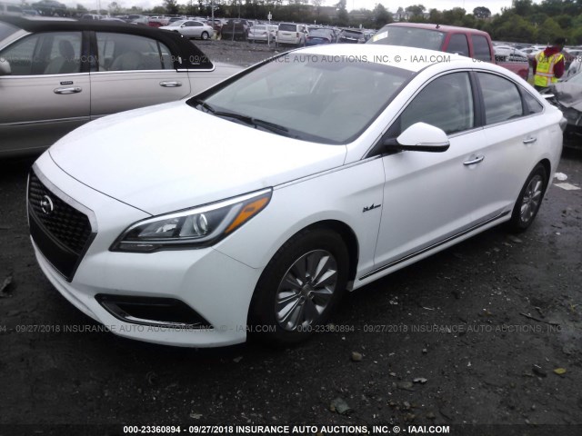 KMHE24L3XHA075335 - 2017 HYUNDAI SONATA HYBRID/SE WHITE photo 2