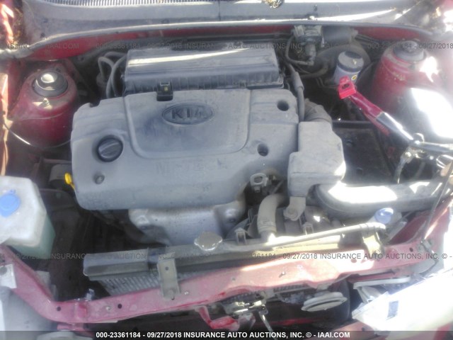 KNADC123826183263 - 2002 KIA RIO RED photo 10