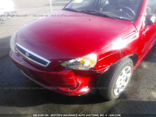 KNADC123826183263 - 2002 KIA RIO RED photo 6