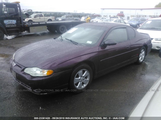 2G1WX12K239200522 - 2003 CHEVROLET MONTE CARLO SS BURGUNDY photo 2