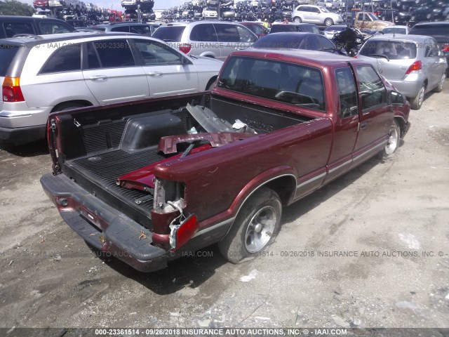 1GCCS1949WK237165 - 1998 CHEVROLET S TRUCK S10 RED photo 4