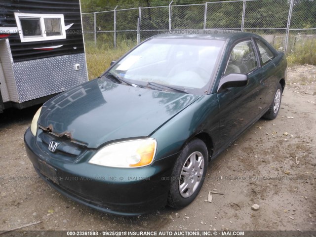 1HGEM22591L002832 - 2001 HONDA CIVIC LX GREEN photo 2