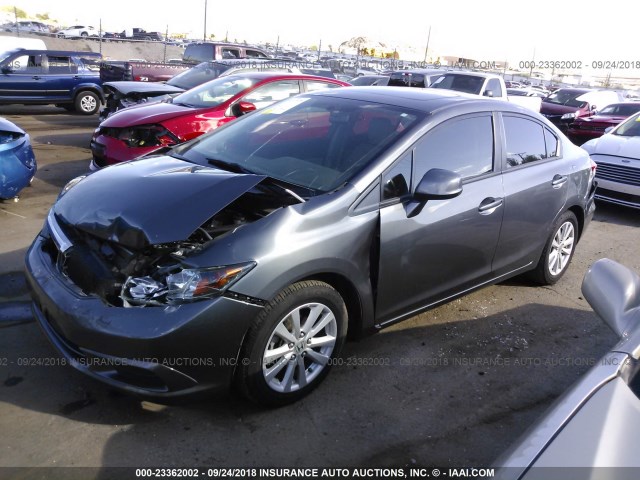 2HGFB2F99CH557190 - 2012 HONDA CIVIC EXL GRAY photo 2