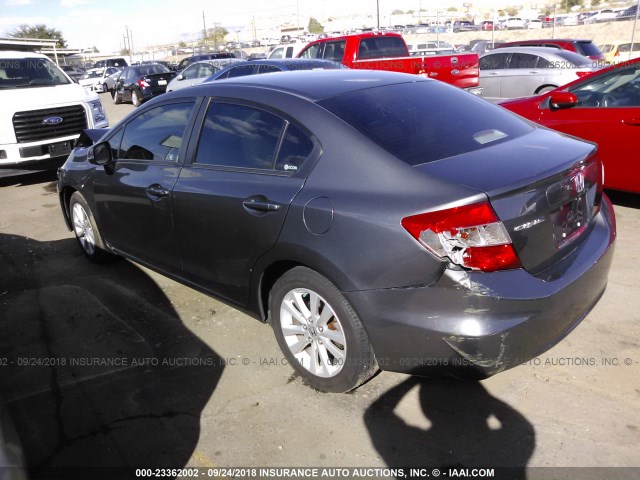 2HGFB2F99CH557190 - 2012 HONDA CIVIC EXL GRAY photo 3