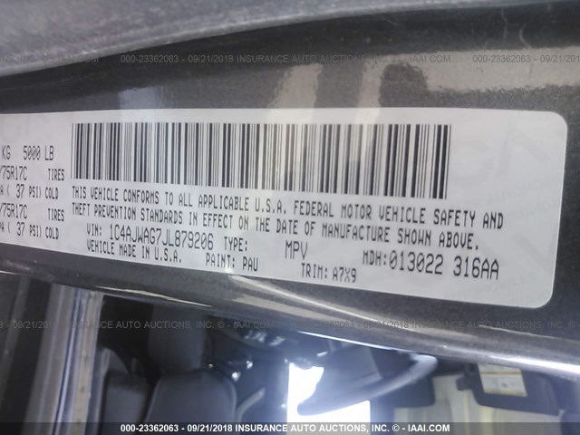 1C4AJWAG7JL879206 - 2018 JEEP WRANGLER SPORT 黑色 照片 9