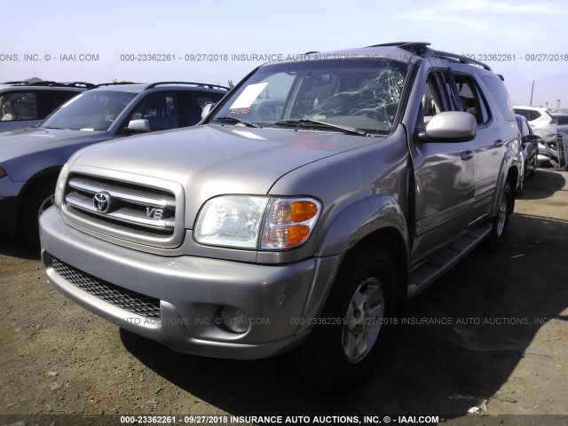 5TDZT38A82S135580 - 2002 TOYOTA SEQUOIA LIMITED Pewter photo 2