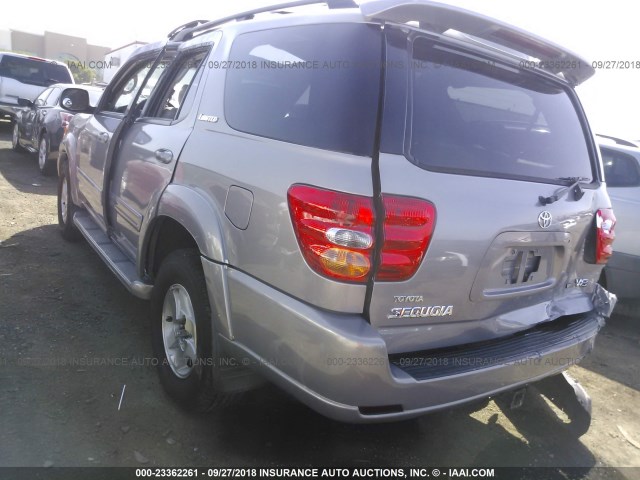 5TDZT38A82S135580 - 2002 TOYOTA SEQUOIA LIMITED Pewter photo 3