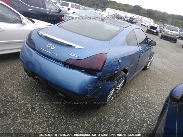 JN1CV6EL2DM982300 - 2013 INFINITI G37 BLUE photo 4