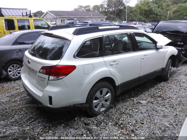 4S4BRBAC1C3292811 - 2012 SUBARU OUTBACK 2.5I WHITE photo 4