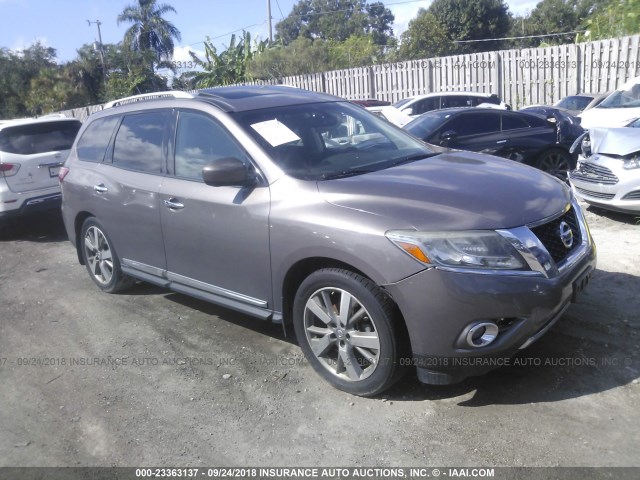 5N1AR2MN9EC707014 - 2014 NISSAN PATHFINDER S/SV/SL/PLATINUM BROWN photo 1