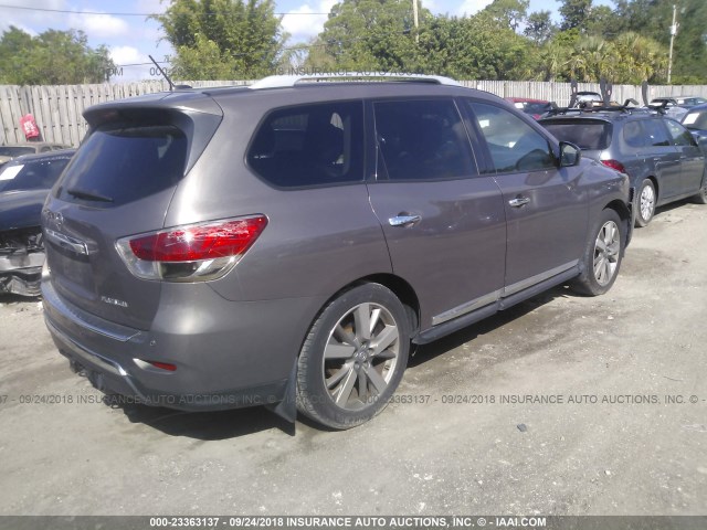 5N1AR2MN9EC707014 - 2014 NISSAN PATHFINDER S/SV/SL/PLATINUM BROWN photo 4