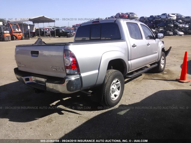 5TFJU4GN7FX078048 - 2015 TOYOTA TACOMA DOUBLE CAB PRERUNNER SILVER photo 4