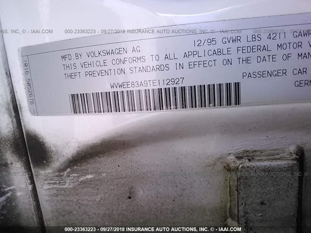 WVWEE83A9TE112927 - 1996 VOLKSWAGEN PASSAT GLX თეთრი ფოტო 9