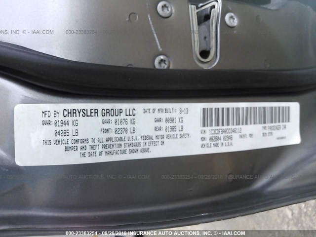 1C3CDFBA0DD346112 - 2013 DODGE DART SXT GRAY photo 9