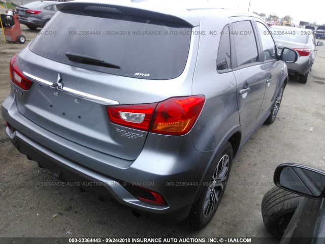 JA4AR3AU9JZ001846 - 2018 MITSUBISHI OUTLANDER SPORT ES/SE GRAY photo 4