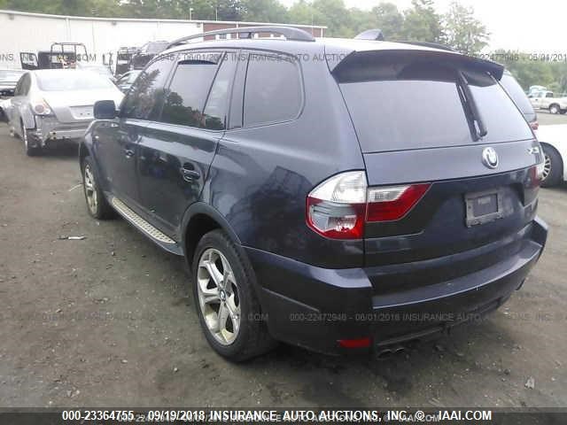 WBXPC93499WJ31370 - 2009 BMW X3 XDRIVE30I BLUE photo 3