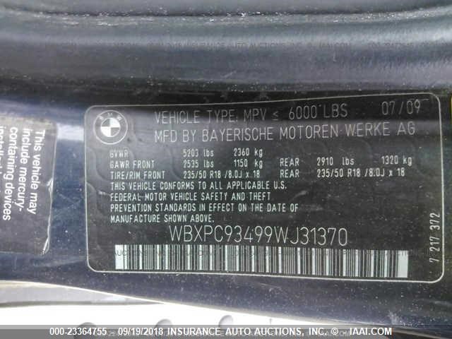WBXPC93499WJ31370 - 2009 BMW X3 XDRIVE30I Mavi foto 9