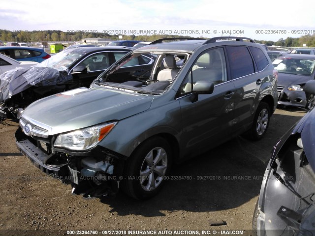 JF2SJAHC3FH411138 - 2015 SUBARU FORESTER 2.5I LIMITED GREEN photo 2