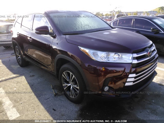 5TDZZRFH7HS200784 - 2017 TOYOTA HIGHLANDER LE/LE PLUS BURGUNDY photo 1