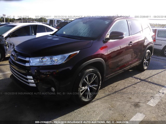 5TDZZRFH7HS200784 - 2017 TOYOTA HIGHLANDER LE/LE PLUS BURGUNDY photo 2