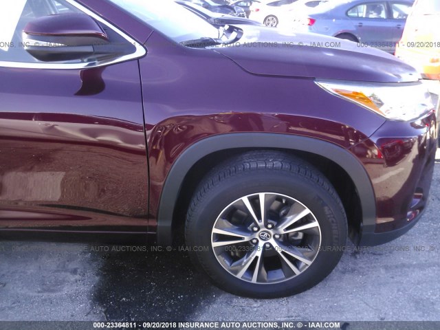 5TDZZRFH7HS200784 - 2017 TOYOTA HIGHLANDER LE/LE PLUS BURGUNDY photo 6