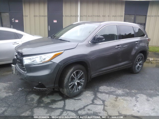 5TDJKRFH1GS320659 - 2016 TOYOTA HIGHLANDER XLE ნაცრისფერი ფოტო 2