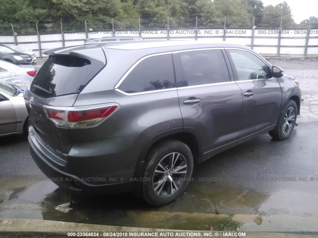5TDJKRFH1GS320659 - 2016 TOYOTA HIGHLANDER XLE ნაცრისფერი ფოტო 4