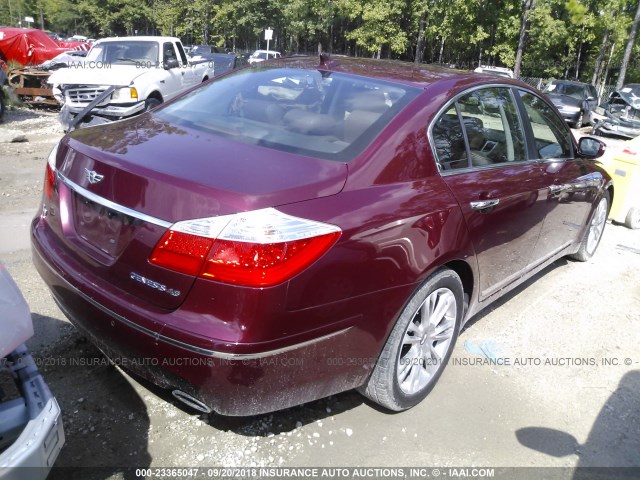 KMHGC46F39U051860 - 2009 HYUNDAI GENESIS 4.6L BURGUNDY photo 4