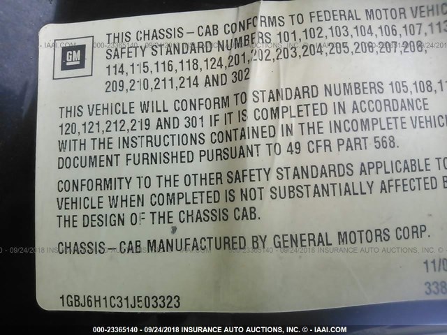 1GBJ6H1C31J503323 - 2001 CHEVROLET C-SERIES C6H042 黑色 照片 10