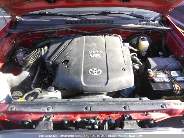 5TEJU62N27Z446200 - 2007 TOYOTA TACOMA DOUBLE CAB PRERUNNER RED photo 10