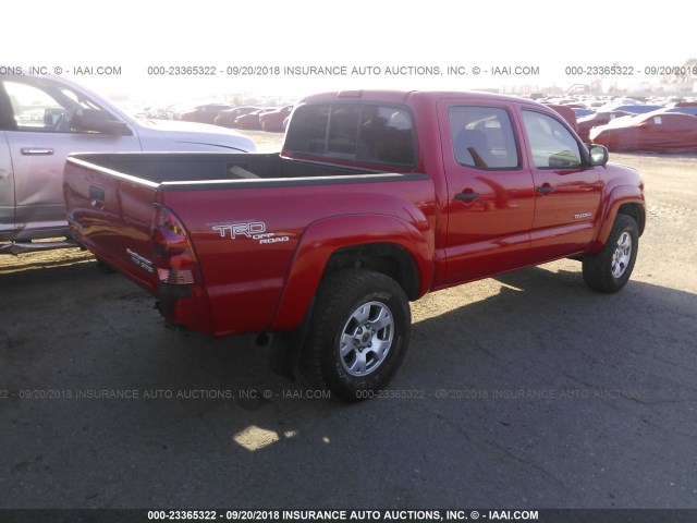 5TEJU62N27Z446200 - 2007 TOYOTA TACOMA DOUBLE CAB PRERUNNER RED photo 4