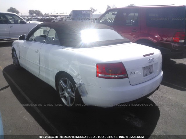 WAUAF48H37K033395 - 2007 AUDI A4 2.0T CABRIOLET WHITE photo 3