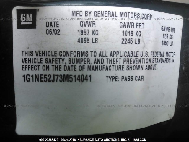 1G1NE52J73M514041 - 2003 CHEVROLET MALIBU LS 绿色 照片 9