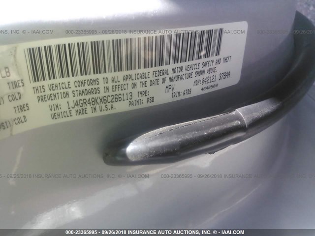 1J4GR48KX6C266113 - 2006 JEEP GRAND CHEROKEE LAREDO/COLUMBIA/FREEDOM 银色 照片 9