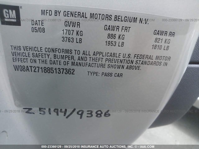 W08AT271885137362 - 2008 SATURN ASTRA XR SILVER photo 9